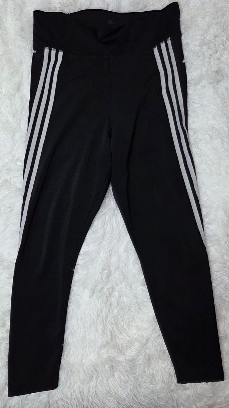 Adidas Leggings Women's Large Black Aeroready Sports Athletic Stripes Pants